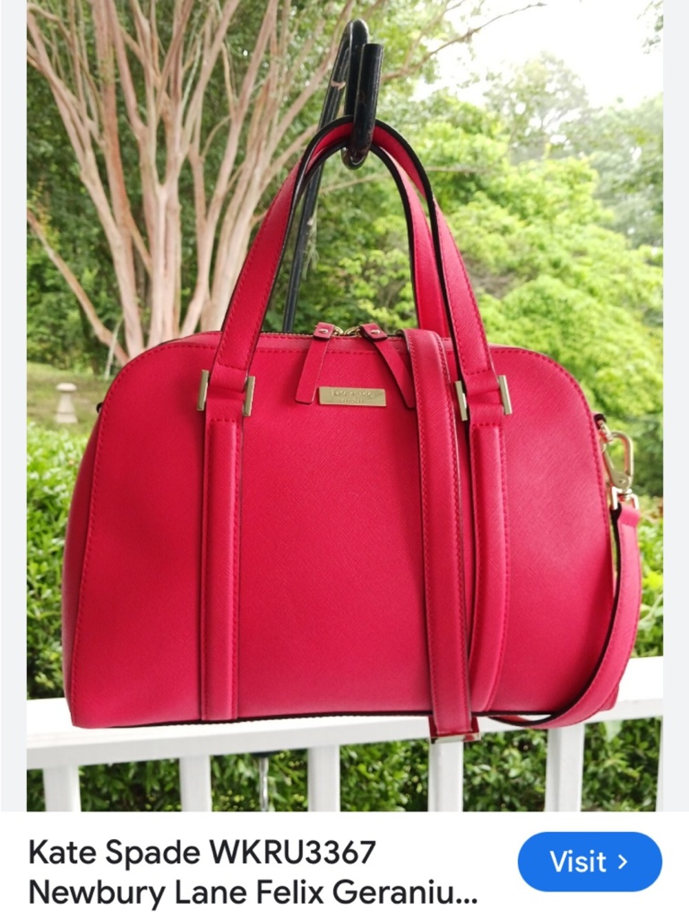 Kate Spade WKRU3367 Newberry Lane Felix Geranium Leather
Crossbody/Tote Bag